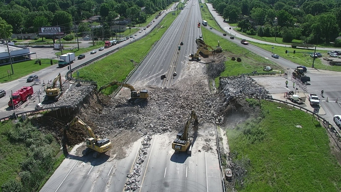 Demolition drone photo (CBB Transportation)