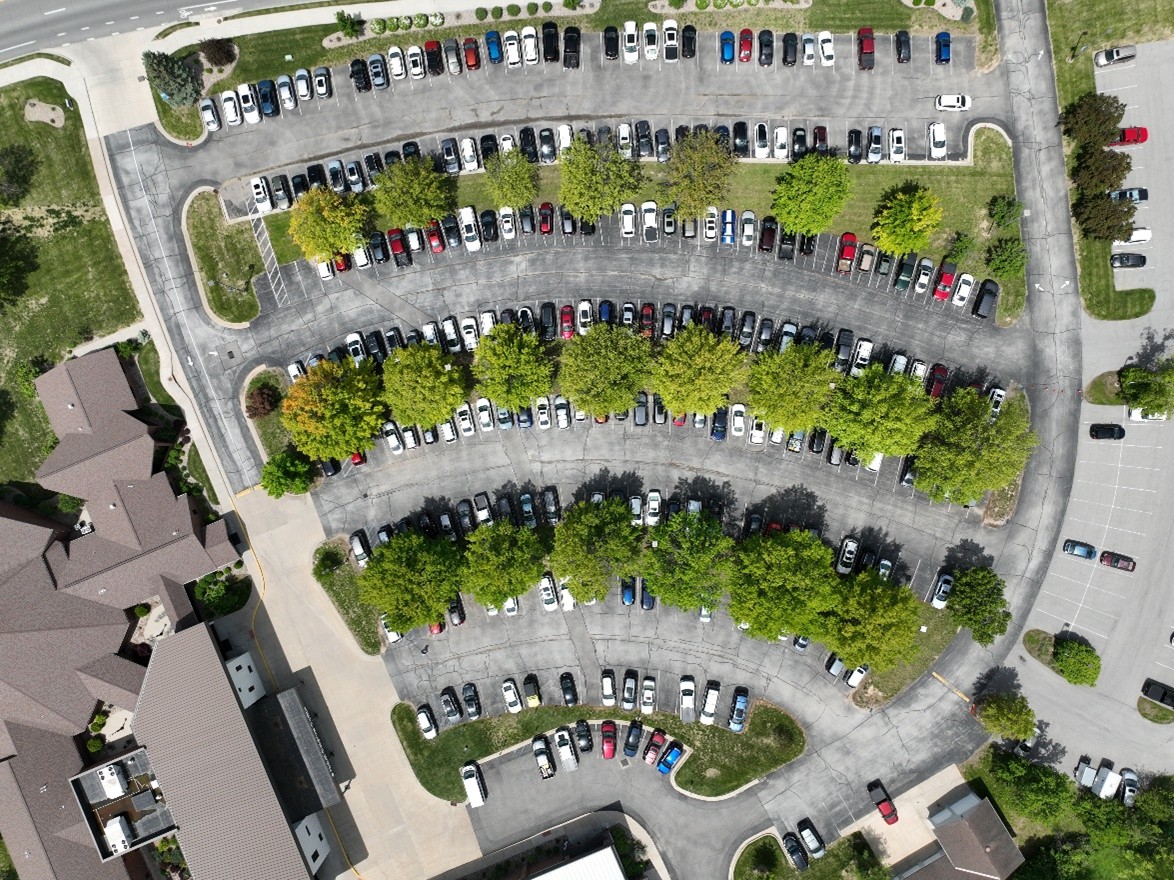 Parking evaluation drone video still shot (CBB Transportation)