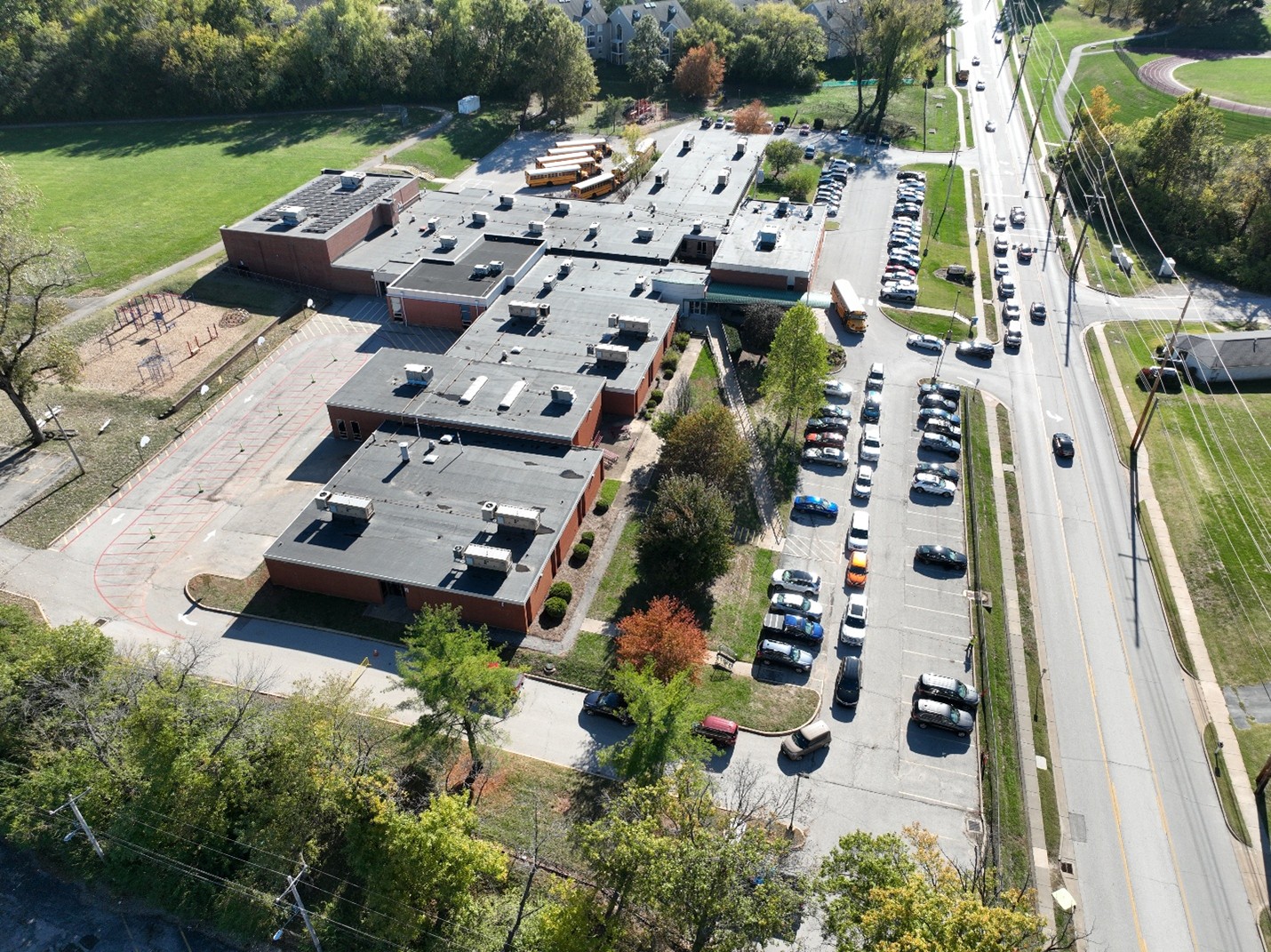 School circulation drone photo (CBB Transportation)