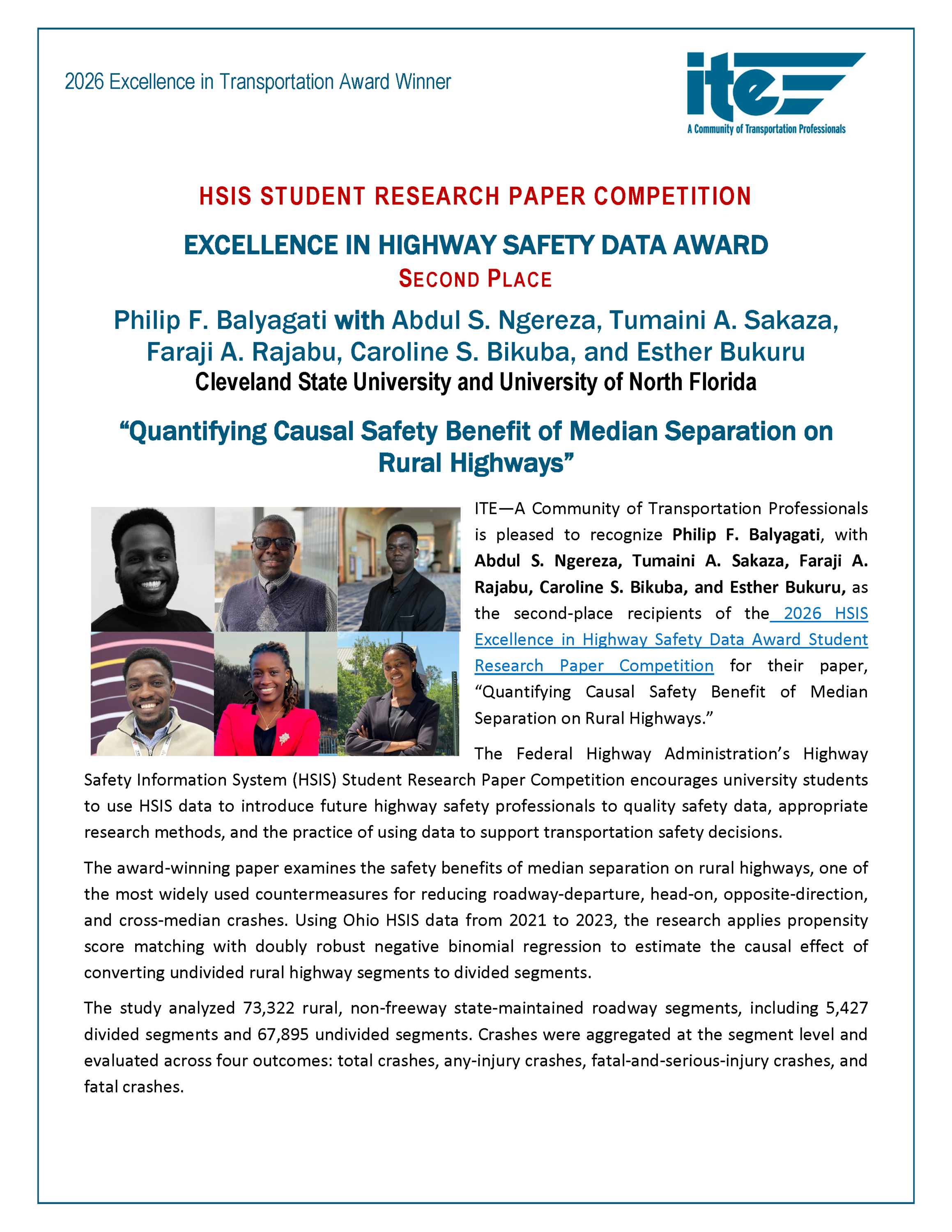 HSIS Student Paper Competition Second Place