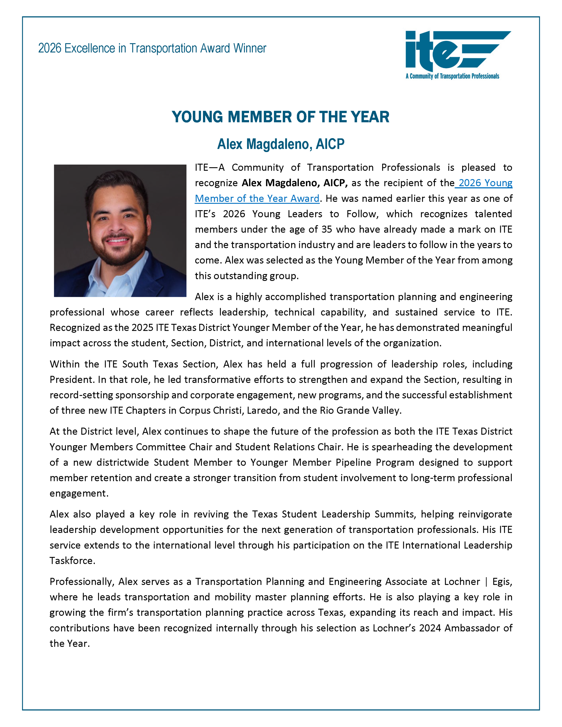 Young Member of the Year Alex Magdaleno